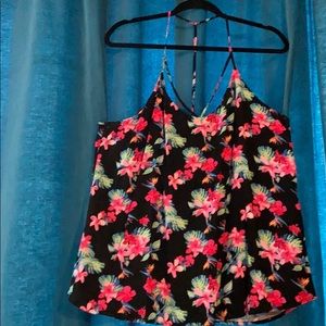 Black and pink tropical floral shirt